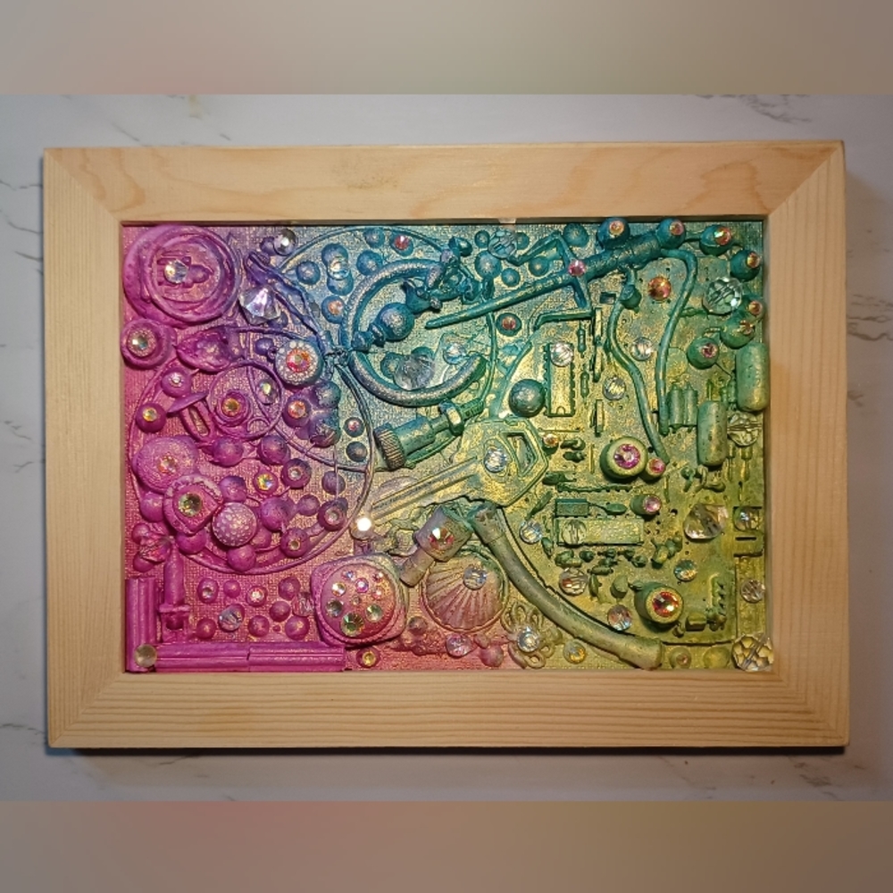 "Neuroscience" Mixed Media 5x7 Framed Creation/Gift OOAK